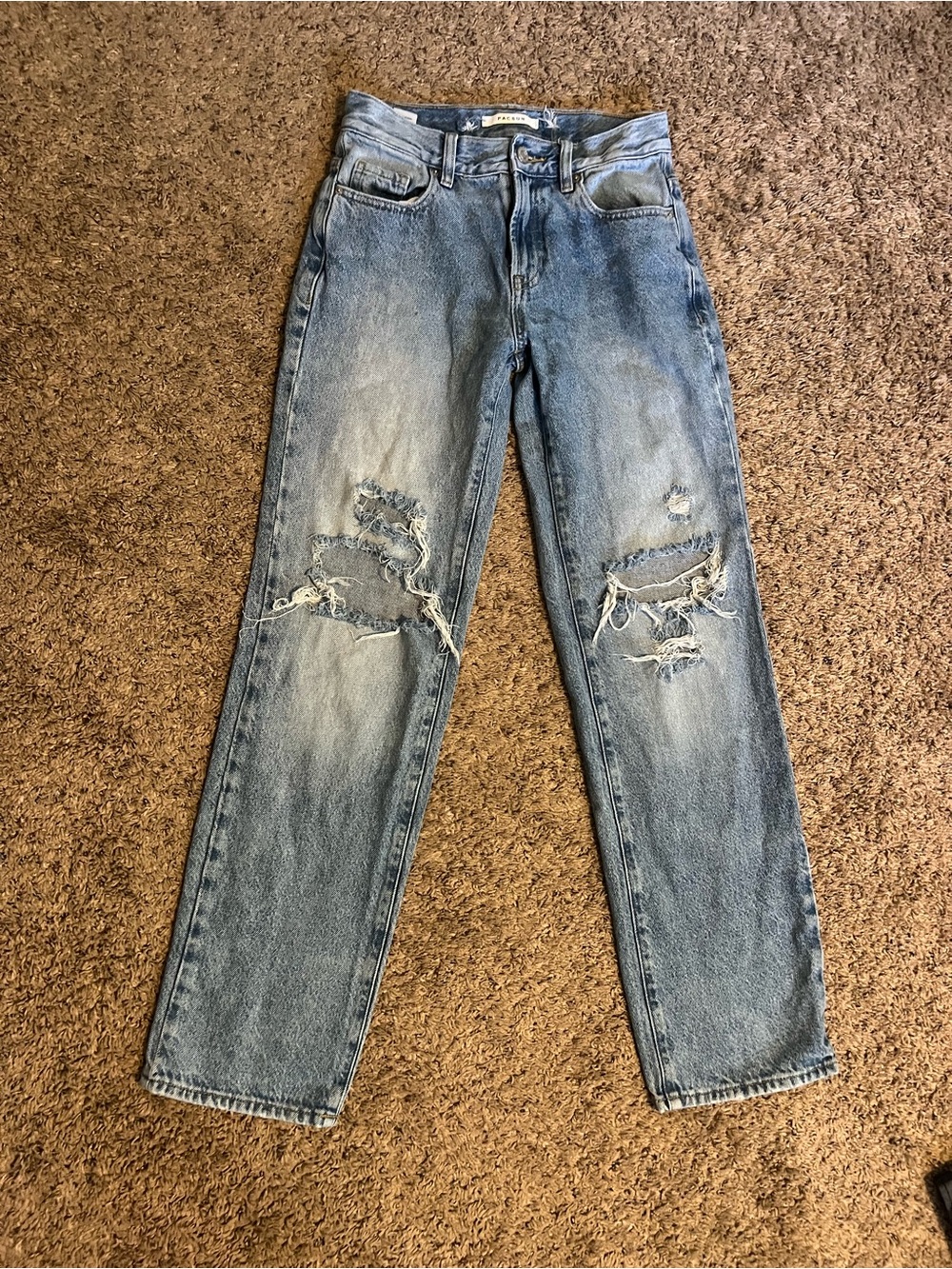 PacSun Women's Light Blue Distressed Boyfriend Jeans